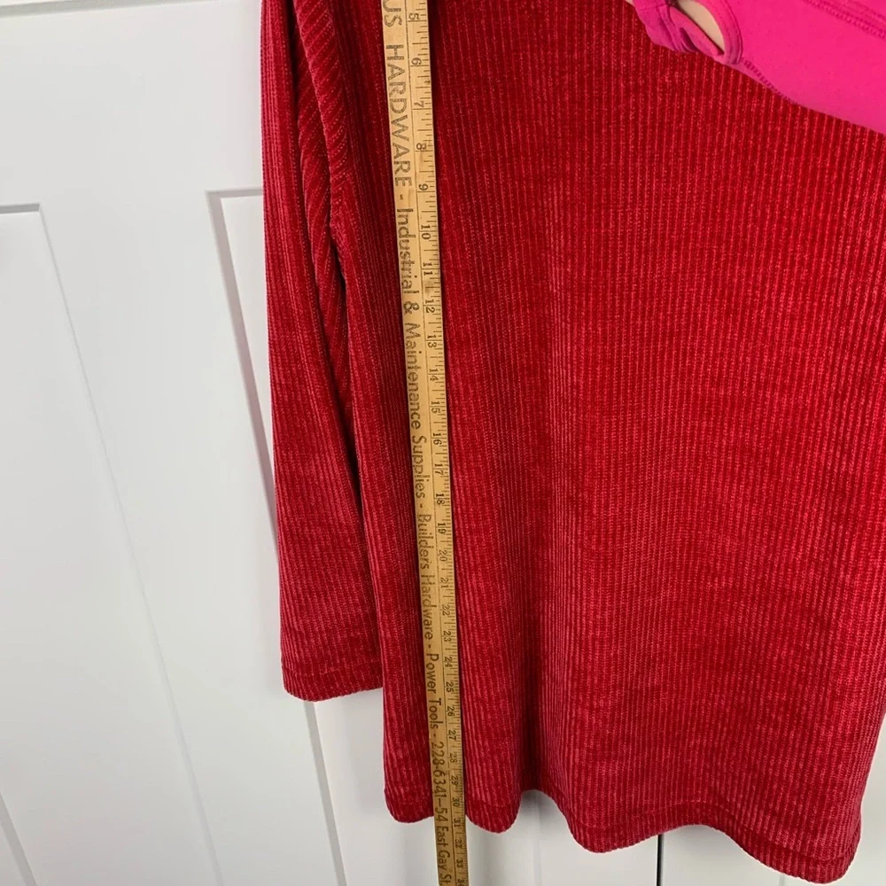 J Jill XL Chenille Knit Sweater Red Scoop Neck Heritage Cozy Classic Mature